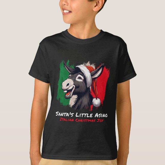 Santa's Little Asino | Italiensk julklapp T Shirt (Framsida)