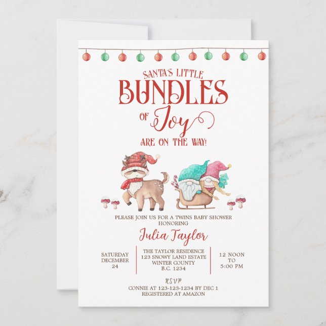 Santa's Little Bundles of Joy, Twillingar Baby Sho Inbjudningar (Framsida)