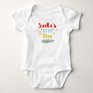 Santa's Little Diva Baby Bodykostym T Shirt
