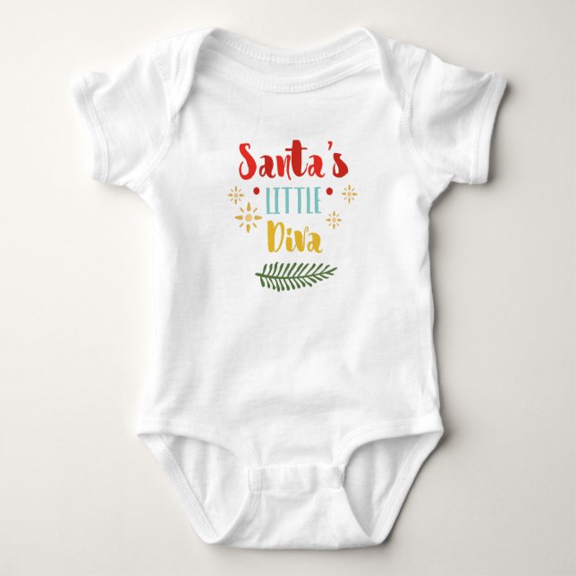 Santa's Little Diva Baby Bodykostym T Shirt (Framsida)