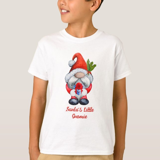 Santa's Little Gnomie Red Boy Gnome T-Shirt (Framsida)