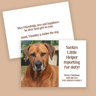Santa's Little Helper Anpassningsbar Pet Photo jul Julkort