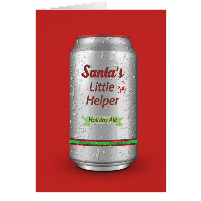 Santa's Little Helper Beer Can Hälsningskort (Framsidan)