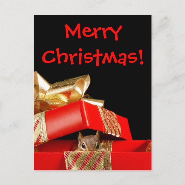 Santa's Little Helper Chipmunk Helg Vykort (Framsida)