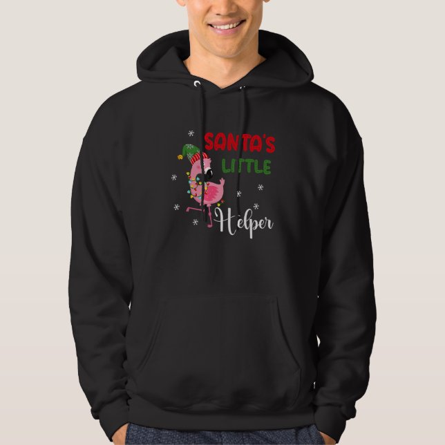 santa's little helper flamingo elf merry christmas hoodie (Framsida)