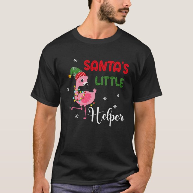 santa's little helper flamingo elf merry christmas t shirt (Framsida)