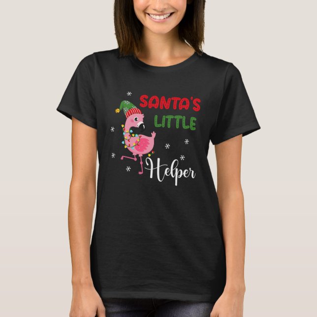 santa's little helper flamingo elf merry christmas t shirt (Framsida)