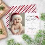 Santa's Little Helper Peppermint Rand jul Julkort<br><div class="desc">Det här enkla,  klassiska hand plockade-pepparmyntet rand och Santa hat-fotokortet är ett sött sätt att tillkännage baby först jul.</div>