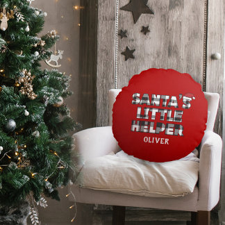 Santa's Little Helper Personalized  Rund Kudde