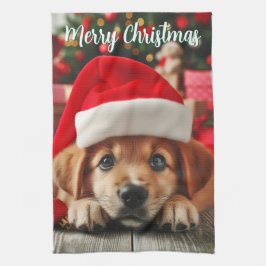 Santa's Little Helper Puppy Kökshandduk