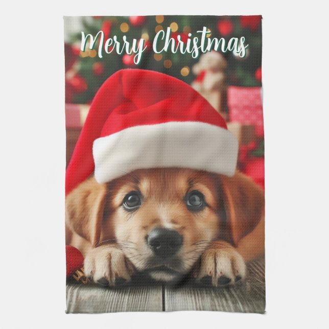 Santa's Little Helper Puppy Kökshandduk (Vertikal)