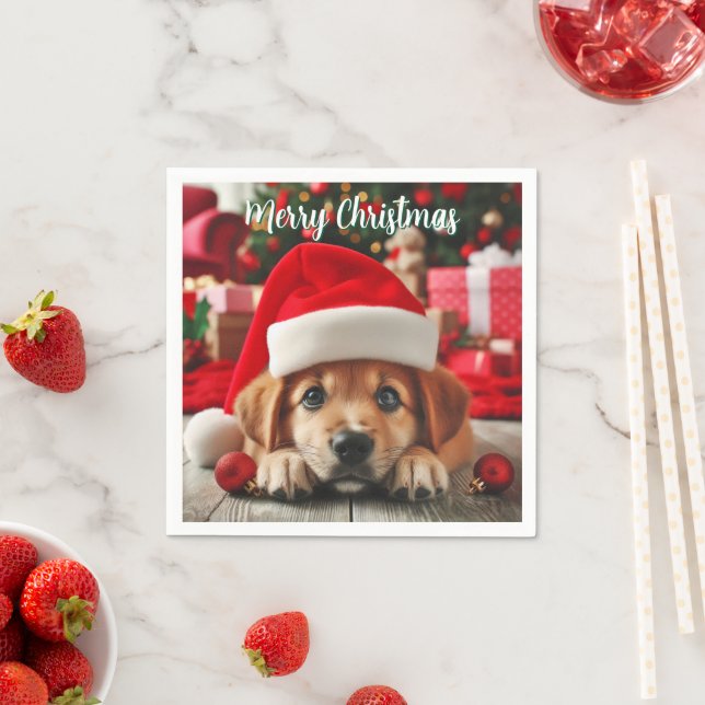 Santa's Little Helper Puppy Pappersservett (Insitu)