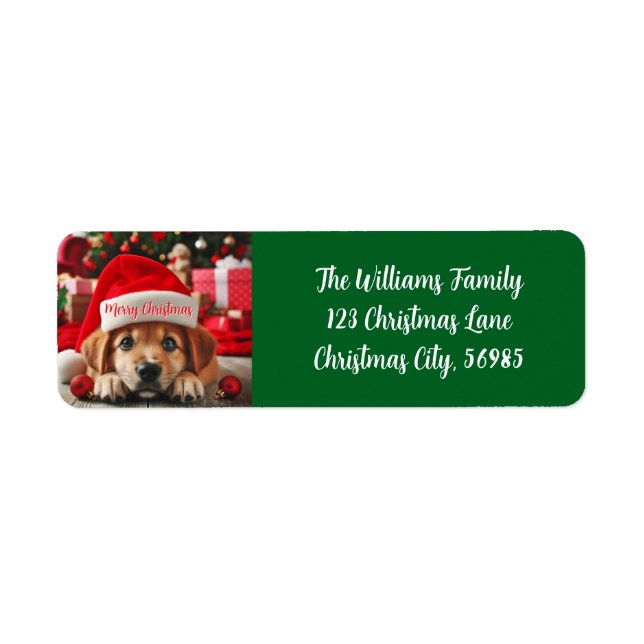 Santa's Little Helper Puppy Returadress Etikett (Framsidan)