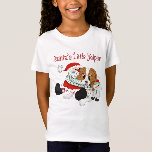 Santa's Little Yelper Cavalier Kung Charles T Shirt (Framsida)