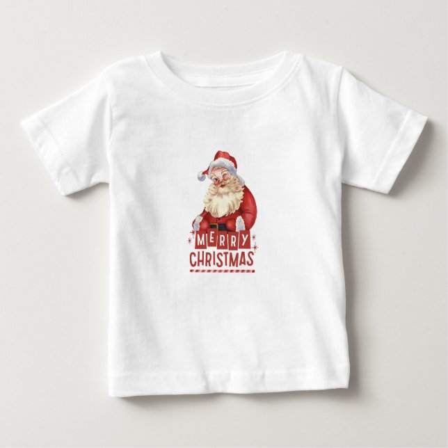 "Santa's Littlest Helper: Spädbarn Julteve" T Shirt (Framsida)