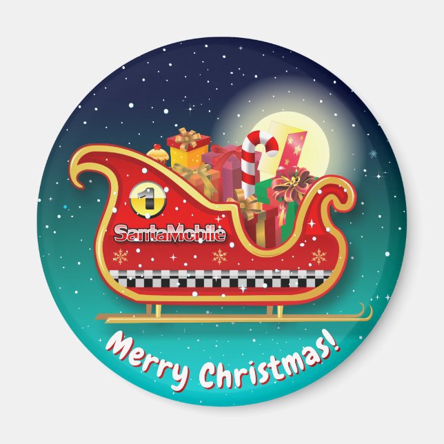 Santa's Magic Julafton Sleigh Magnet (Framsidan)