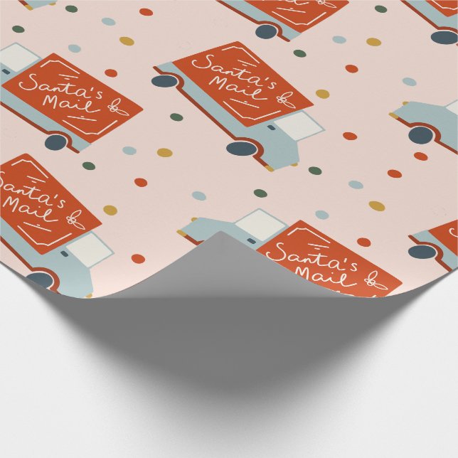 Santa's Mail Truck Illustration Wrapping Paper Presentpapper (Hörn)