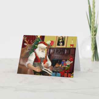 Santa's Mörk Grått/Brown Italy Greyhound Helgkort