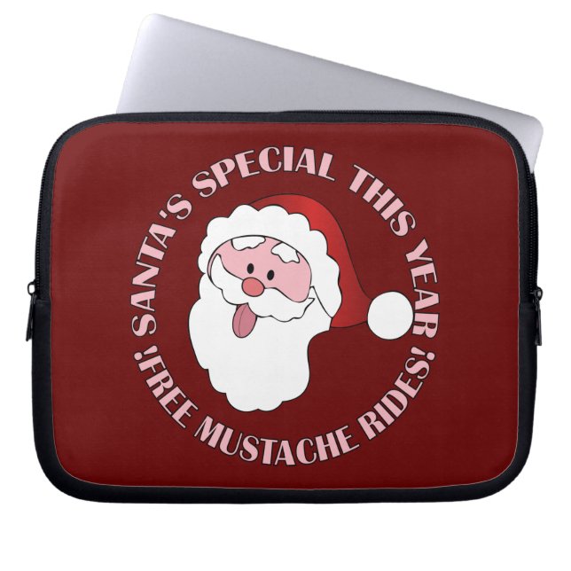 Santa's Mustache Rides laptop sleeve (Framsidan)