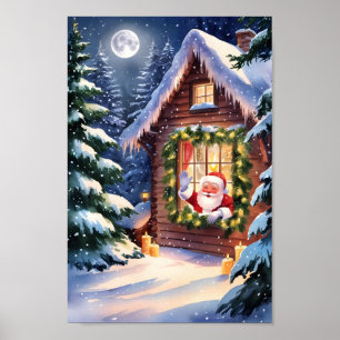 Santa's Mysiga Cottage Winter Ligcape Poster