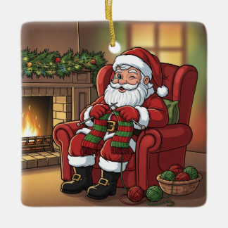 "Santas mysiga stickhörna" Personlig Julgransprydnad Keramik