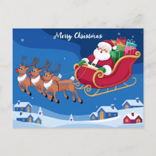 Santa's Natt Sleigh Ride jul Vykort