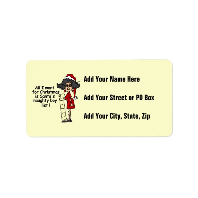 Santa's Naughty Boy List Adressetikett (Framsidan)
