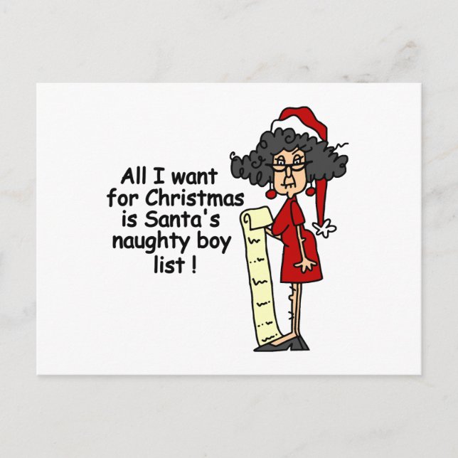 Santa's Naughty Boy List Helg Vykort (Framsida)