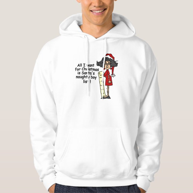 Santa's Naughty Boy List Sweatshirt Med Luva (Framsida)