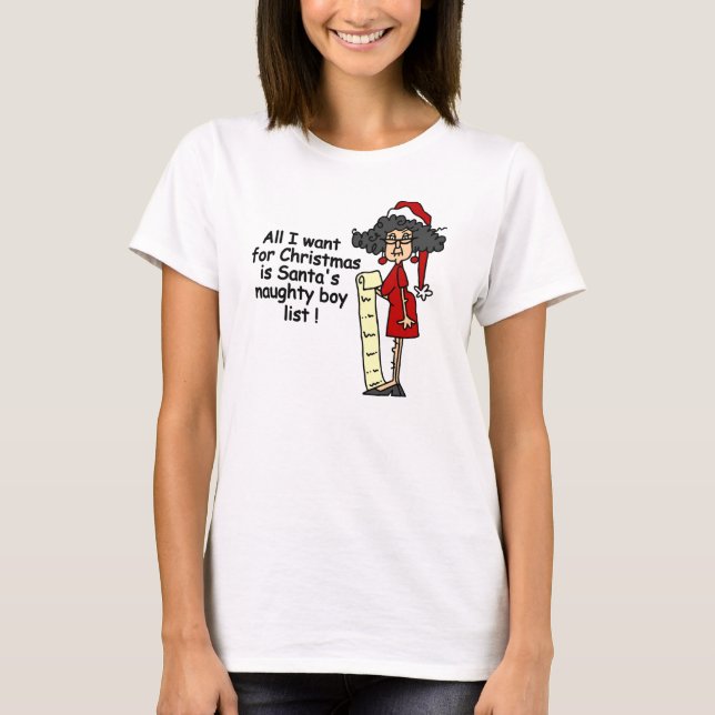 Santa's Naughty Boy List T Shirt (Framsida)