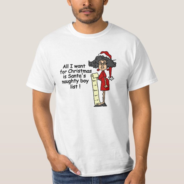 Santa's Naughty Boy List T-shirt (Framsida)