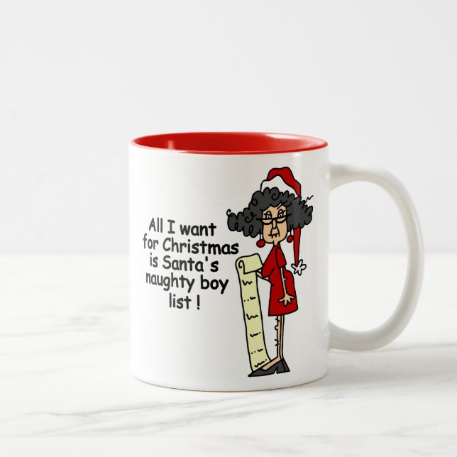 Santa's Naughty Boy List Två-Tonad Mugg (Höger)