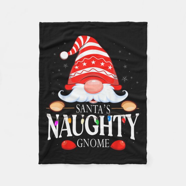 Santa's Naughty Gnome Matching Christmas Pajama  Fleecefilt (Framsidan)
