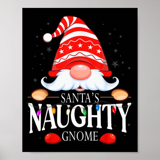 Santa's Naughty Gnome Matching Christmas Pajama  Poster (Framsidan)