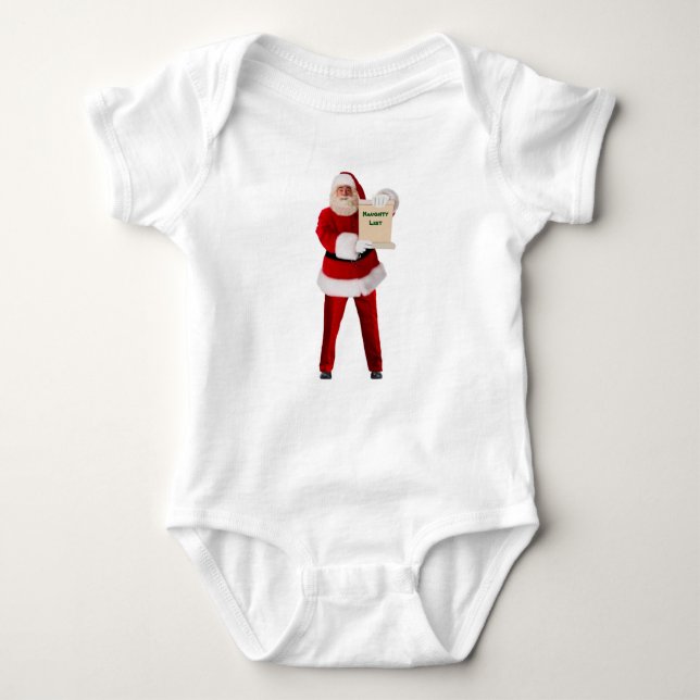 Santa's Naughty List Baby Bodykostym T Shirt (Framsida)