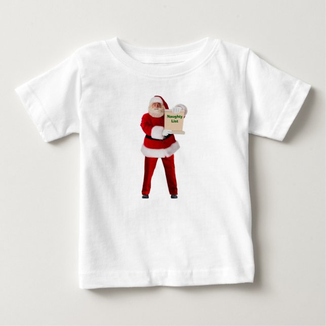 Santa's Naughty List Baby T-Shirt (Framsida)
