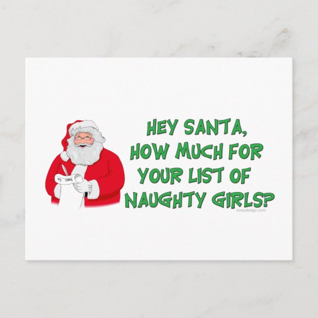 Santa's Naughty List Helg Vykort (Framsida)