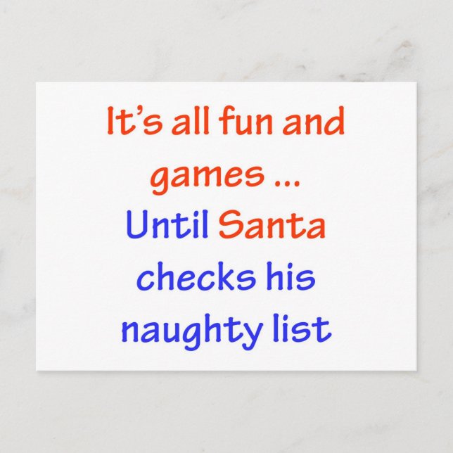 Santa's Naughty List Helg Vykort (Framsida)