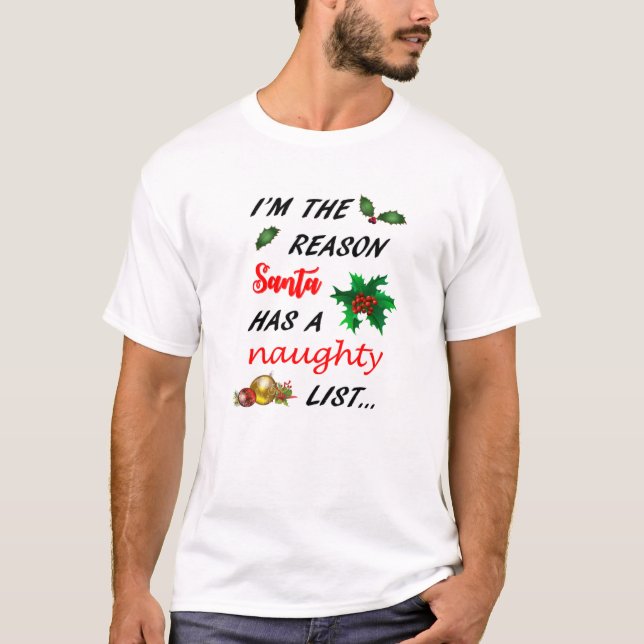 Santa's Naughty List T Shirt (Framsida)