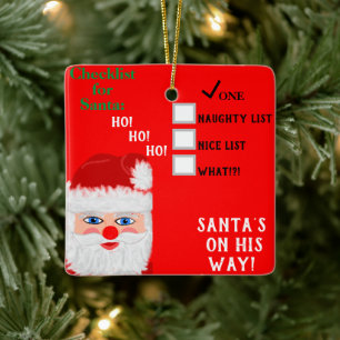 Santa's Naughty Nice List Namn Julgransprydnad Keramik
