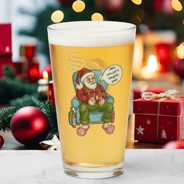 Santa's Naughty Pass Personalize Namn jul Glaskopp (Skapare uppladdad)
