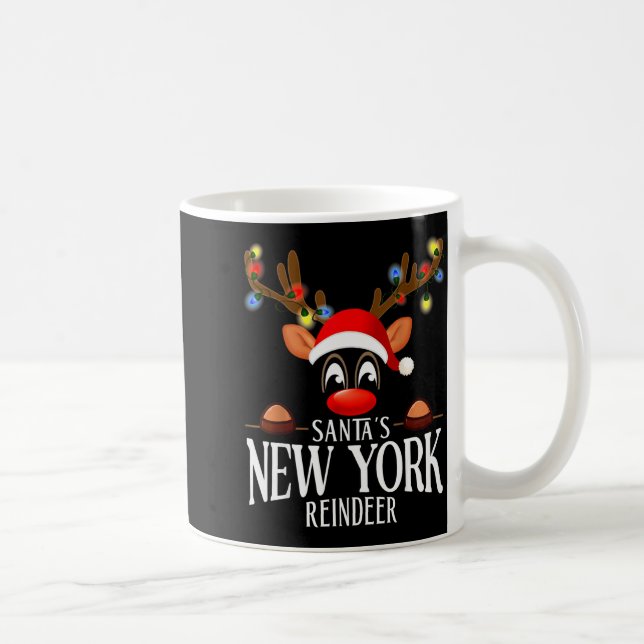 Santa's New York Reindeer Funny Xmas Matching Pjs  Kaffemugg (Höger)