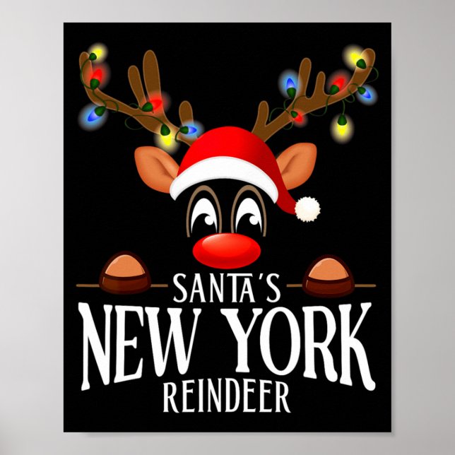 Santas New York Reindeer Funny Xmas Matching Pjs  Poster (Framsidan)