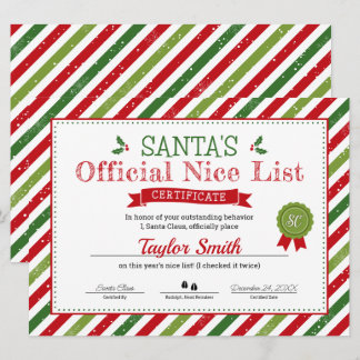 Santa's Nice List Certificate Inbjudningar