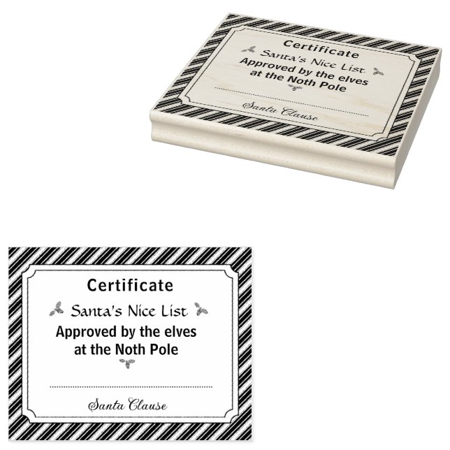 Santa's Nice List Certificate Wood Art Stamp Stämpel (Stämplad)