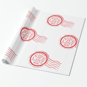 SANTAS NICE LIST christmas godkänd red frimärke Presentpapper