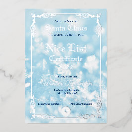 Santa's Nice List Foil Certificate Foil Invation