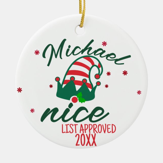 Santa's Nice List Ornament - Personlig Namn! (Framsidan)