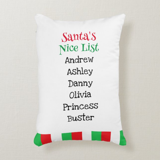 "Santa's Nice List" Prydnadskudde (Framsidan(Vertikal))