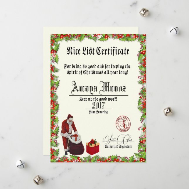 Santa's Nice-lista Julkort (Fram/Back In Situ)